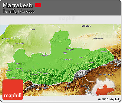 Political 3D Map of Marrakesh, physical outside