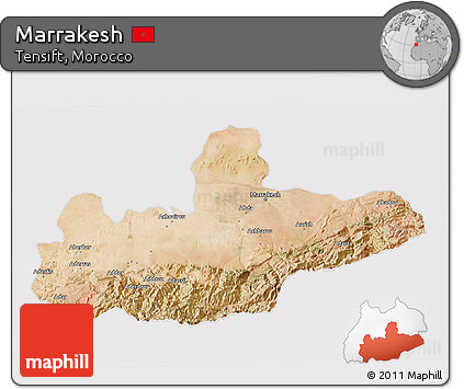 Satellite 3D Map of Marrakesh, cropped outside