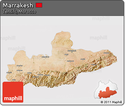 Satellite 3D Map of Marrakesh, cropped outside