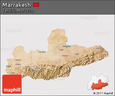 Satellite 3D Map of Marrakesh, cropped outside