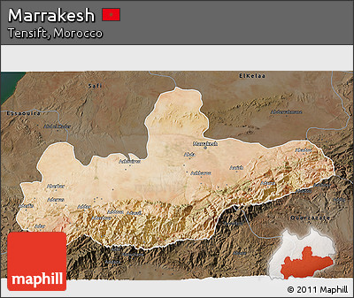 Satellite 3D Map of Marrakesh, darken
