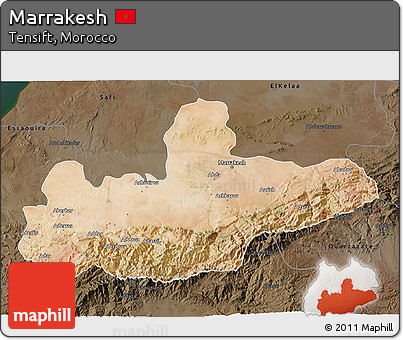 Satellite 3D Map of Marrakesh, darken