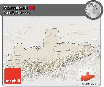 Shaded Relief 3D Map of Marrakesh, lighten