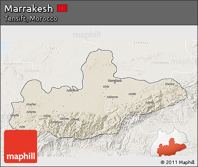 Shaded Relief 3D Map of Marrakesh, lighten