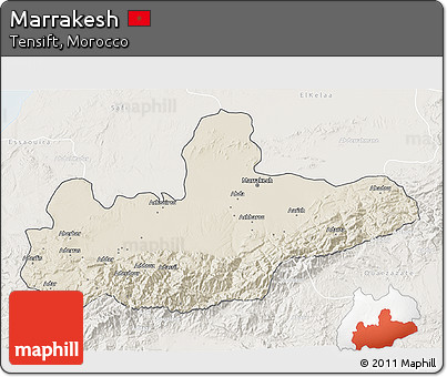 Shaded Relief 3D Map of Marrakesh, lighten