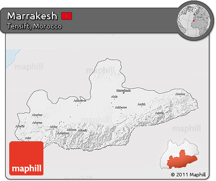 Silver Style 3D Map of Marrakesh, single color outside