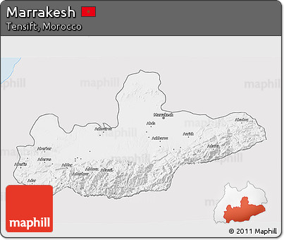 Silver Style 3D Map of Marrakesh, single color outside