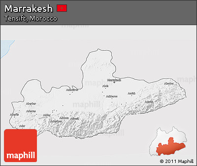 Silver Style 3D Map of Marrakesh, single color outside