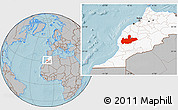 Gray Location Map of Marrakesh, highlighted country, hill shading