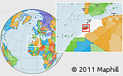 Political Location Map of Marrakesh, highlighted country, highlighted parent region, within the entire country