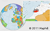 Political Location Map of Marrakesh, highlighted country, highlighted parent region