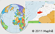Political Location Map of Marrakesh, highlighted country