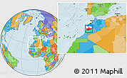 Political Location Map of Marrakesh, highlighted parent region, within the entire country