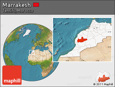 Satellite Location Map of Marrakesh, highlighted country