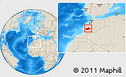 Shaded Relief Location Map of Marrakesh, within the entire country
