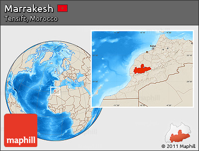 Shaded Relief Location Map of Marrakesh