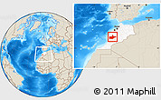 Shaded Relief Location Map of Marrakesh, highlighted country, within the entire country