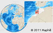 Shaded Relief Location Map of Marrakesh, highlighted country, highlighted parent region, within the entire country