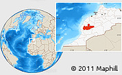 Shaded Relief Location Map of Marrakesh, highlighted country