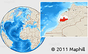 Shaded Relief Location Map of Marrakesh, highlighted parent region