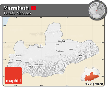 Classic Style Map of Marrakesh, single color outside