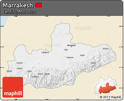 Classic Style Map of Marrakesh, single color outside