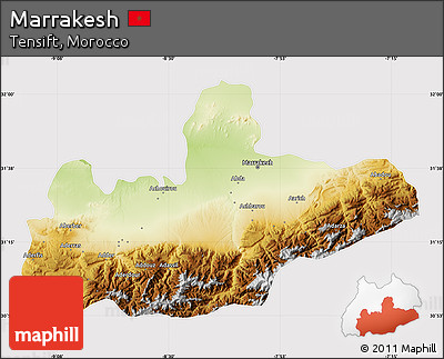 Physical Map of Marrakesh, cropped outside