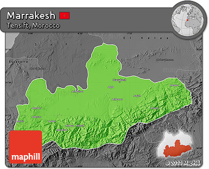 Political Map of Marrakesh, darken, desaturated