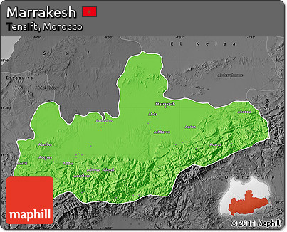 Political Map of Marrakesh, darken, desaturated