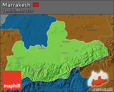 Political Map of Marrakesh, darken