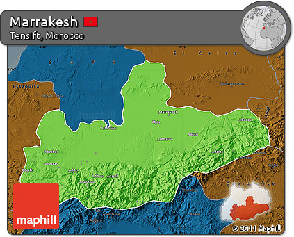 Political Map of Marrakesh, darken