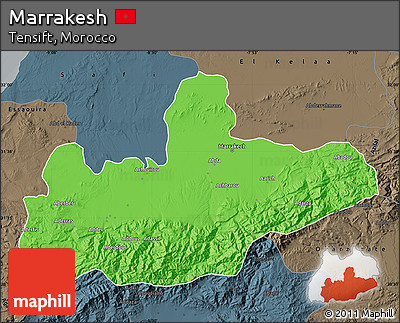 Political Map of Marrakesh, darken, semi-desaturated