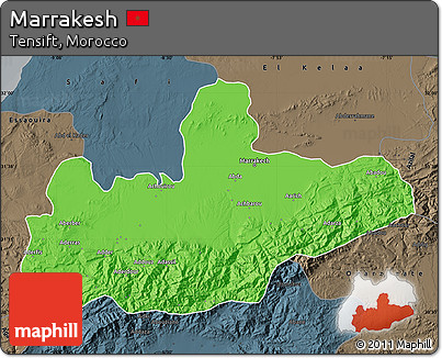 Political Map of Marrakesh, darken, semi-desaturated
