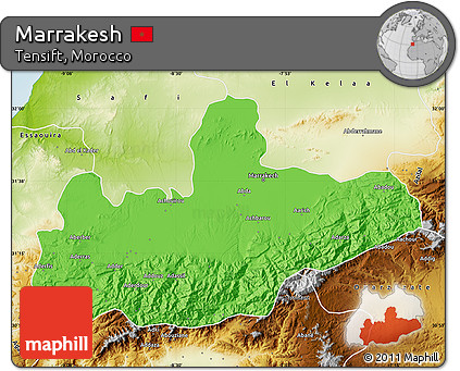 Political Map of Marrakesh, physical outside