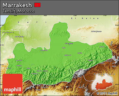 Political Map of Marrakesh, physical outside