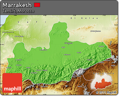 Political Map of Marrakesh, physical outside