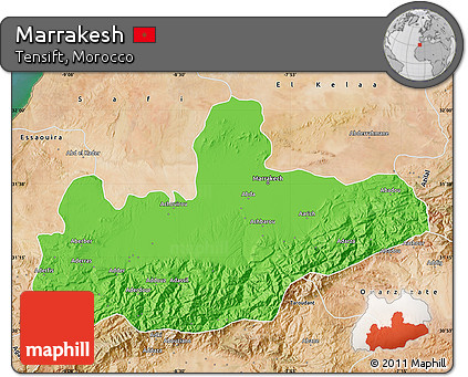 Political Map of Marrakesh, satellite outside
