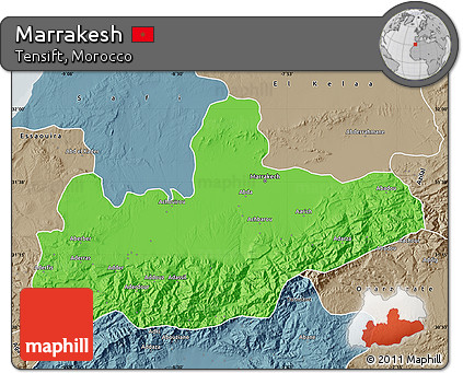 Political Map of Marrakesh, semi-desaturated