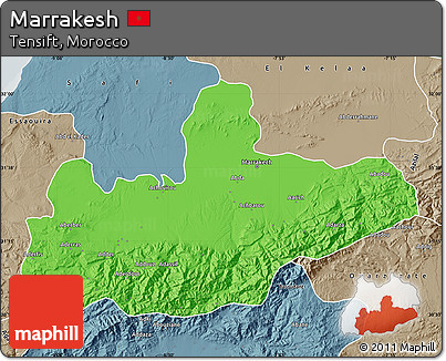 Political Map of Marrakesh, semi-desaturated