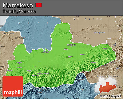Political Map of Marrakesh, semi-desaturated