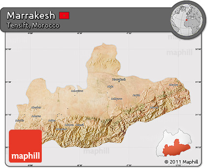 Satellite Map of Marrakesh, cropped outside