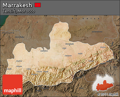 Satellite Map of Marrakesh, darken