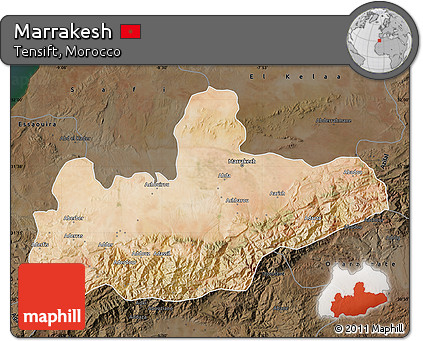Satellite Map of Marrakesh, darken