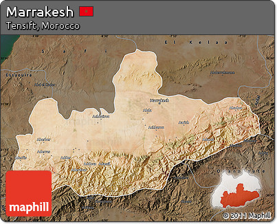 Satellite Map of Marrakesh, darken