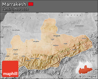 Satellite Map of Marrakesh, desaturated