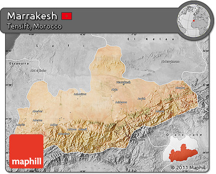 Satellite Map of Marrakesh, desaturated