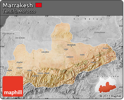 Satellite Map of Marrakesh, desaturated