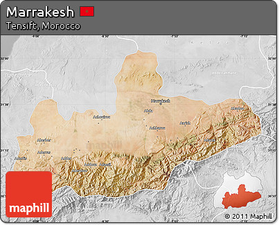 Satellite Map of Marrakesh, lighten, desaturated