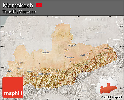 Satellite Map of Marrakesh, lighten, semi-desaturated