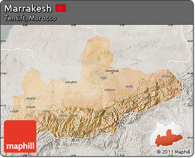 Satellite Map of Marrakesh, lighten, semi-desaturated
